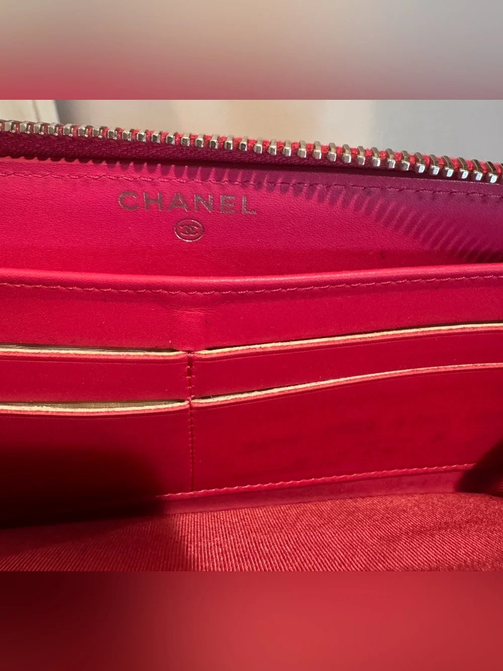 CHANEL Quilted Zip Wallet - Hot Pink